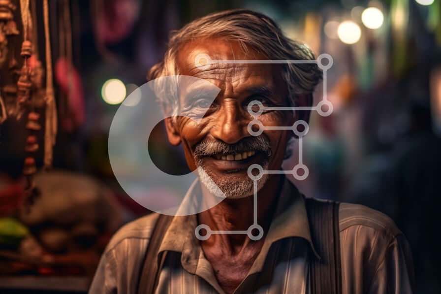 Intra Συλλεκτικό Ξύλινο Παζλ Plywood  4mm - Πολύχρωμο στάβλο αγοράς με ηλικιωμένο άνδρα και κλωστοϋφαντουργικά προϊόντα Σε Ξύλινο Κουτί - Διαστάσεις Puzzle: 10x10 cm – 25 κομμάτια