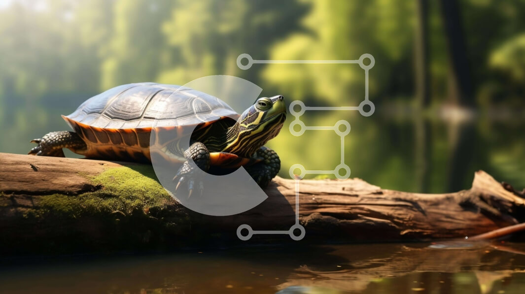 Intra Συλλεκτικό Ξύλινο Παζλ Plywood  4mm - Χελώνα στον κορμό δέντρου στο δασικό βιότοπο Σε Ξύλινο Κουτί - Διαστάσεις: 10x10 cm – 25 κομμάτια