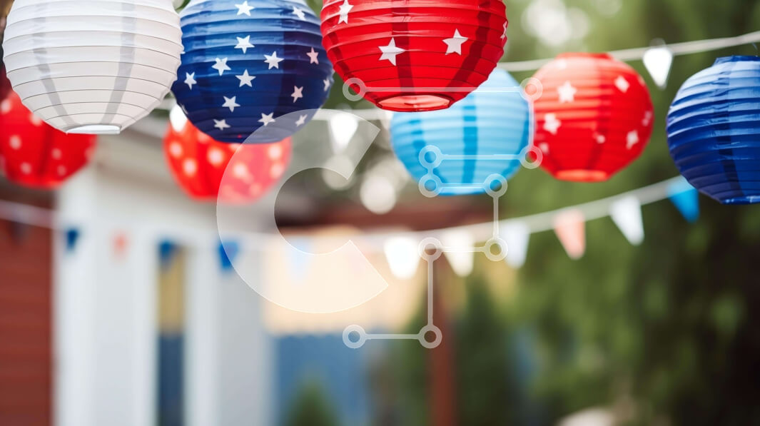 Intra Συλλεκτικό Ξύλινο Παζλ Plywood  4mm - Χάρτινο φανάρι και επίδειξη σημαίας 4ης Ιουλίου Σε Ξύλινο Κουτί - Διαστάσεις: 10x10 cm – 25 κομμάτια