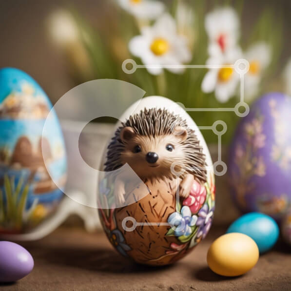 Intra Συλλεκτικό Ξύλινο Παζλ Plywood  4mm - Τραπεζάκι με θέμα το Πάσχα με βαμμένα αυγά και λουλούδια Σε Ξύλινο Κουτί - Διαστάσεις: 10x10 cm – 25 κομμάτια