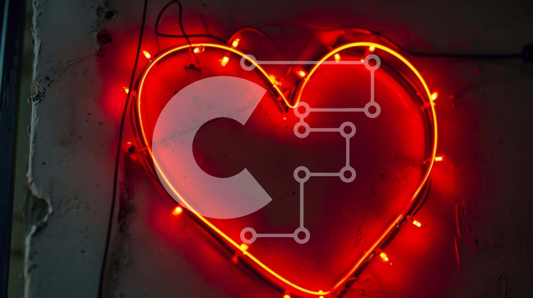 Intra Συλλεκτικό Ξύλινο Παζλ Plywood  4mm - Φως νέον σε σχήμα καρδιάς στον τοίχο του παλιού κτηρίου Σε Ξύλινο Κουτί - Διαστάσεις: 10x10 cm – 25 κομμάτια