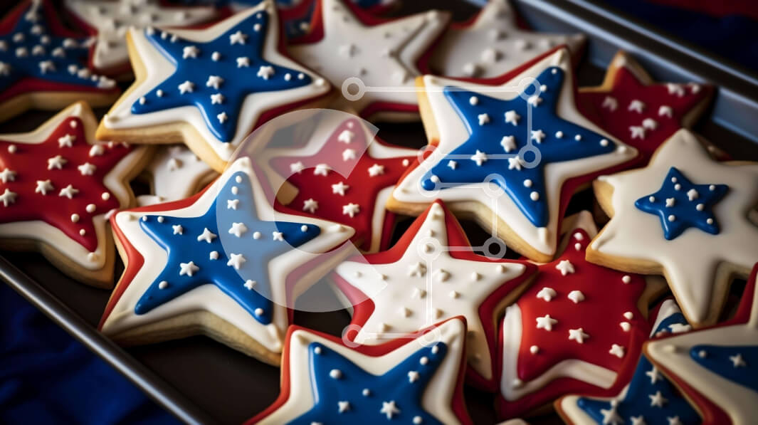 Σετ των 2 Intra Συλλεκτικό Ξύλινο Παζλ Plywood  4mm - Διάφορα μπισκότα σε σχήμα αστεριού σε κόκκινο, λευκό και μπλε Σε Ξύλινο Κουτί - Διαστάσεις: 10x10 cm – 25 κομμάτια