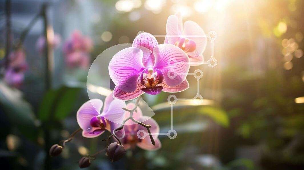 Intra Συλλεκτικό Ξύλινο Παζλ Plywood  4mm - Όμορφες ανθισμένες ροζ ορχιδέες σε εσωτερικό περιβάλλον Σε Ξύλινο Κουτί - Διαστάσεις: 10x10 cm – 25 κομμάτια