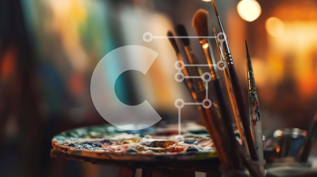 Intra Συλλεκτικό Ξύλινο Παζλ Plywood  4mm - Καλλιτέχνης παλέτα και πινέλα στο καβαλέτο στο Art Studio Σε Ξύλινο Κουτί - Διαστάσεις Puzzle: 10x10 cm – 25 κομμάτια