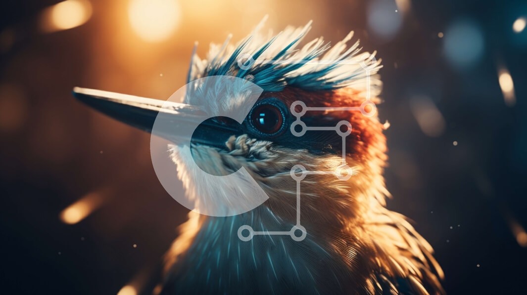 Intra Συλλεκτικό Ξύλινο Παζλ Plywood  4mm - Κοντινό πλάνο του πολύχρωμου εξωτικού πουλιού Σε Ξύλινο Κουτί - Διαστάσεις: 10x10 cm – 25 κομμάτια