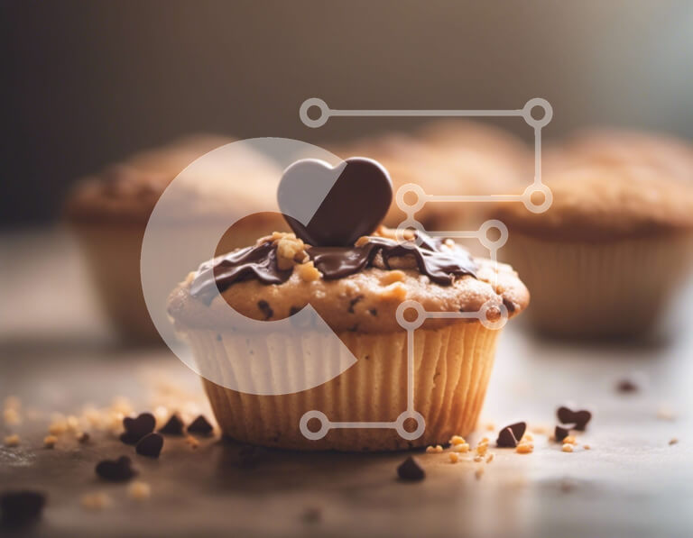 Σετ των 2 Intra Συλλεκτικό Ξύλινο Παζλ Plywood  4mm - Cupcake σε σχήμα καρδιάς με τσιπς σοκολάτας Σε Ξύλινο Κουτί - Διαστάσεις: 10x10 cm – 25 κομμάτια