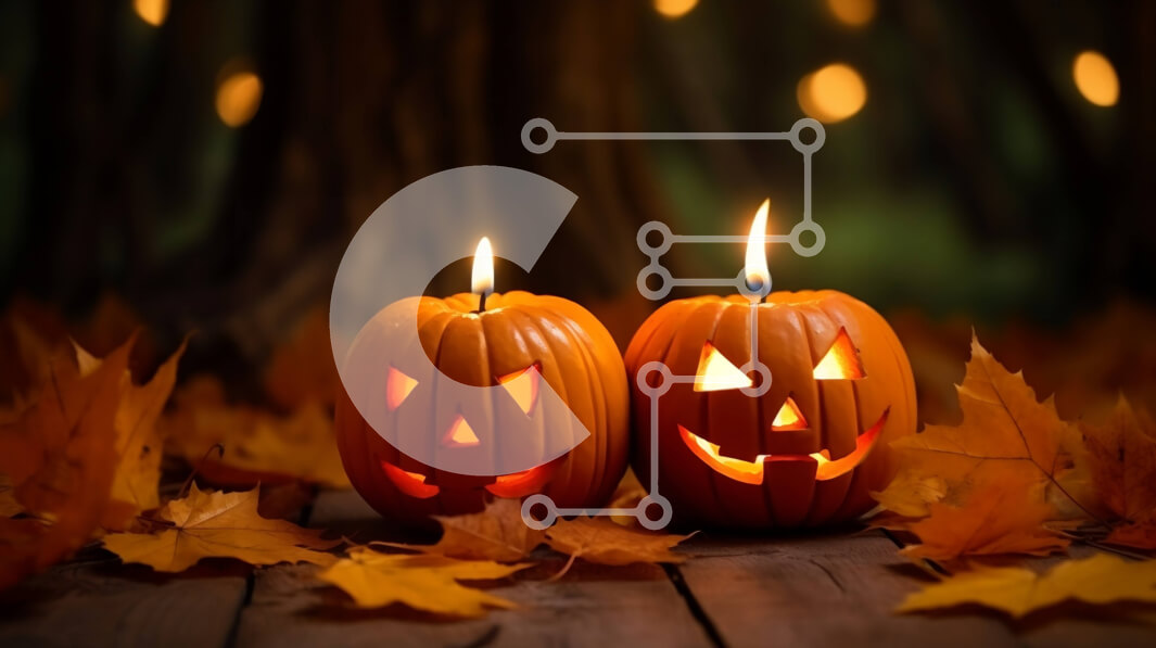 Intra Συλλεκτικό Ξύλινο Παζλ Plywood  4mm - Φανάρια Jack-o-Halloween σε ένα ξύλινο τραπέζι με φθινοπωρινά φύλλα Σε Ξύλινο Κουτί - Διαστάσεις: 10x10 cm – 25 κομμάτια