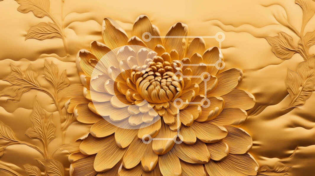 Intra Συλλεκτικό Ξύλινο Παζλ Plywood  4mm - Χρυσό λουλούδι γλυπτική φόντο Σε Ξύλινο Κουτί - Διαστάσεις Puzzle: 10x10 cm – 25 κομμάτια