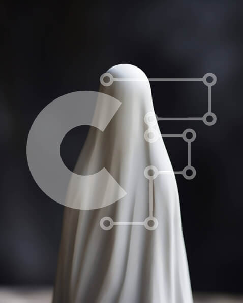 Intra Συλλεκτικό Ξύλινο Παζλ Plywood  4mm - Λευκό φάντασμα ειδώλιο σε ξύλινη επιφάνεια Σε Ξύλινο Κουτί - Διαστάσεις Puzzle: 10x10 cm – 25 κομμάτια