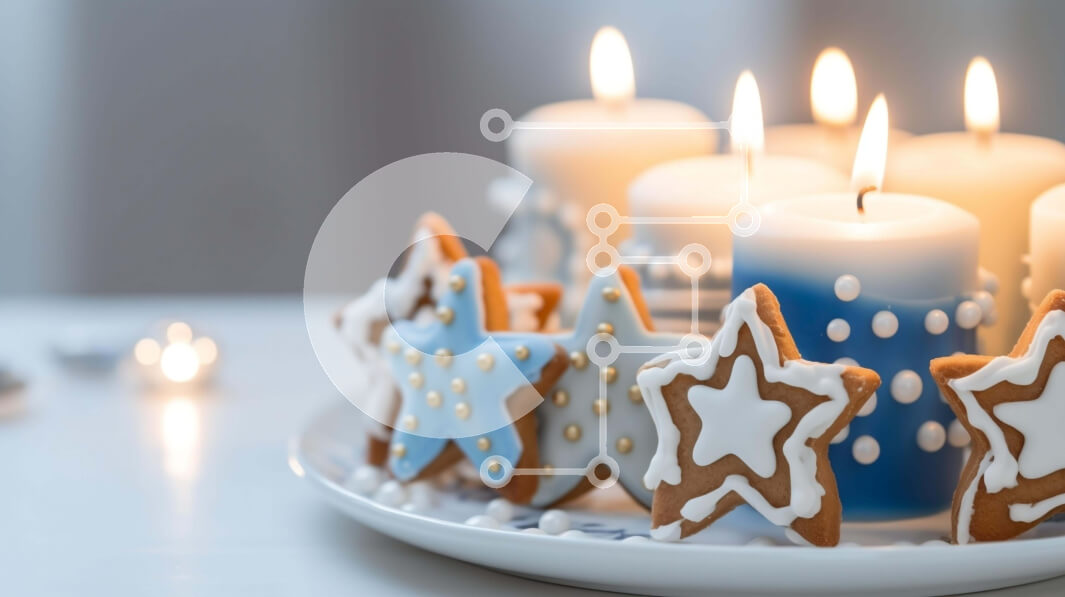 Σετ των 2 Intra Συλλεκτικό Ξύλινο Παζλ Plywood  4mm - Πιάτο μπισκότων με κεριά και κουπάτ σε σχήμα αστεριού Σε Ξύλινο Κουτί - Διαστάσεις: 10x10 cm – 25 κομμάτια