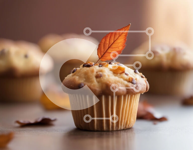 Σετ των 2 Intra Συλλεκτικό Ξύλινο Παζλ Plywood  4mm - Μονό cupcake με φύλλο πορτοκαλιού από πάνω Σε Ξύλινο Κουτί - Διαστάσεις: 10x10 cm – 25 κομμάτια