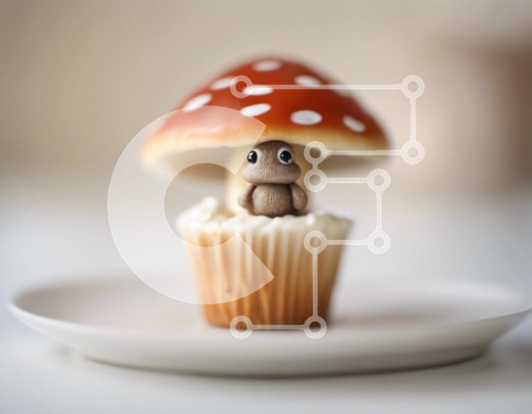 Σετ των 2 Intra Συλλεκτικό Ξύλινο Παζλ Plywood  4mm - Cupcake με διακόσμηση μανιταριών Σε Ξύλινο Κουτί - Διαστάσεις: 10x10 cm – 25 κομμάτια