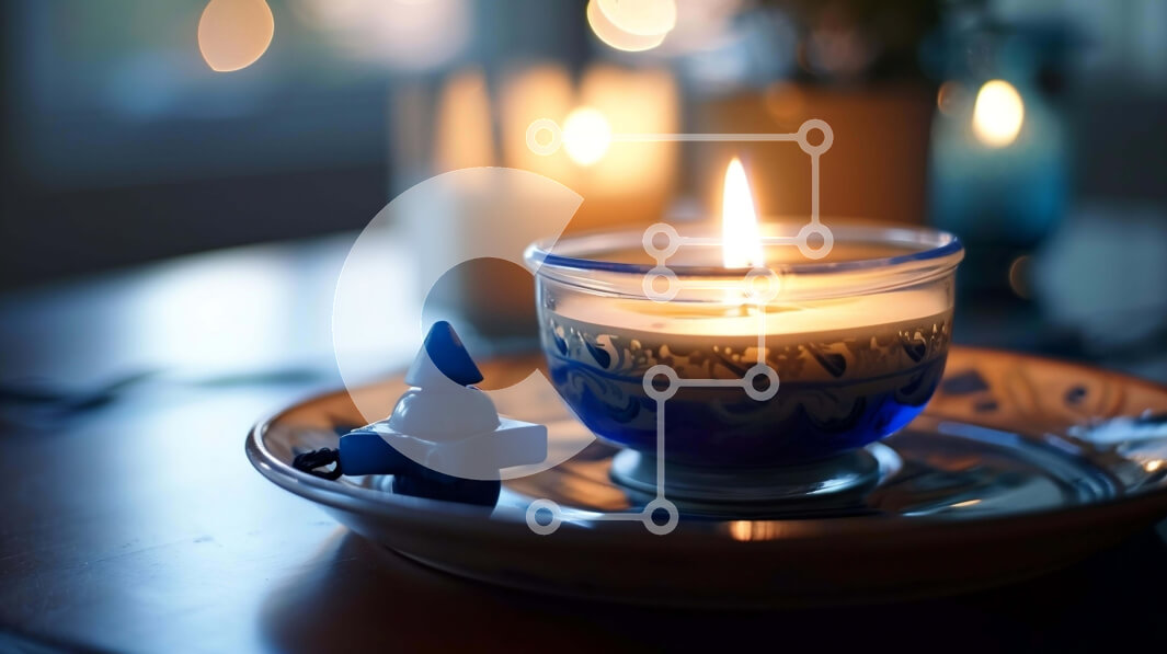 Intra Συλλεκτικό Ξύλινο Παζλ Plywood  4mm - Αναμμένο κερί στο πιάτο με στολίδι Σε Ξύλινο Κουτί - Διαστάσεις Puzzle: 10x10 cm – 25 κομμάτια