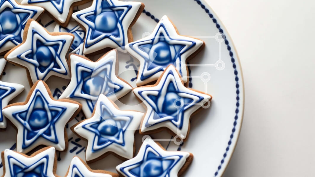 Σετ των 2 Intra Συλλεκτικό Ξύλινο Παζλ Plywood  4mm - Πιάτο μπισκότα σε σχήμα αστεριού με μπλε και λευκές διακοσμήσεις Σε Ξύλινο Κουτί - Διαστάσεις: 10x10 cm – 25 κομμάτια