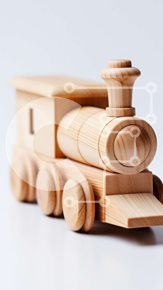 Intra Συλλεκτικό Ξύλινο Παζλ Plywood  4mm - Αξιολάτρευτο ξύλινο τρένο παιχνιδιών σε μια καθαρή λευκή επιφάνεια Σε Ξύλινο Κουτί - Διαστάσεις: 10x10 cm – 25 κομμάτια