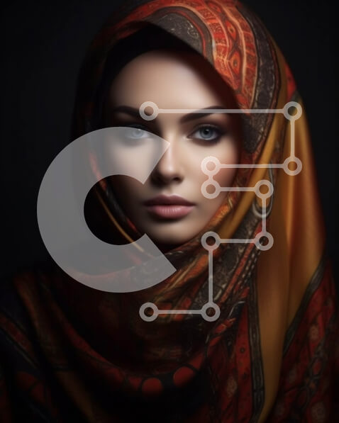 Intra Συλλεκτικό Ξύλινο Παζλ Plywood  4mm - Σοβαρή γυναίκα που φορά πολύχρωμο κασκόλ κοιτάζοντας την κάμερα Σε Ξύλινο Κουτί - Διαστάσεις Puzzle: 10x10 cm – 25 κομμάτια