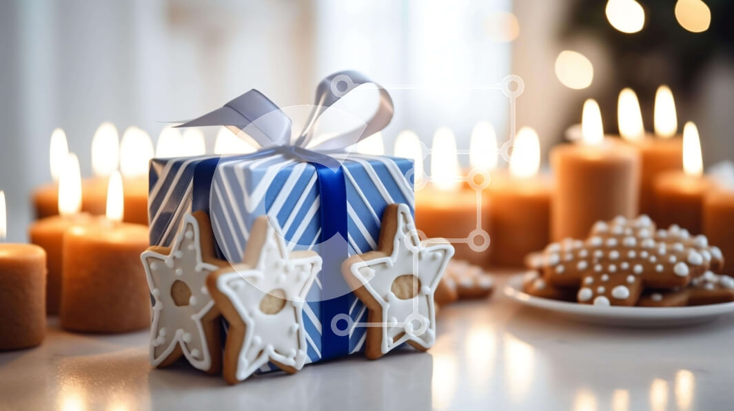 Intra Συλλεκτικό Ξύλινο Παζλ Plywood  4mm - Γαλανόλευκο δώρο με αστέρια και κεριά Σε Ξύλινο Κουτί - Διαστάσεις: 10x10 cm – 25 κομμάτια