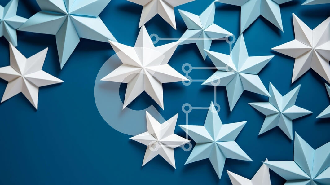 Intra Συλλεκτικό Ξύλινο Παζλ Plywood  4mm - Διακόσμηση Origami Stars σε λευκό και μπλε Σε Ξύλινο Κουτί - Διαστάσεις Puzzle: 10x10 cm – 25 κομμάτια