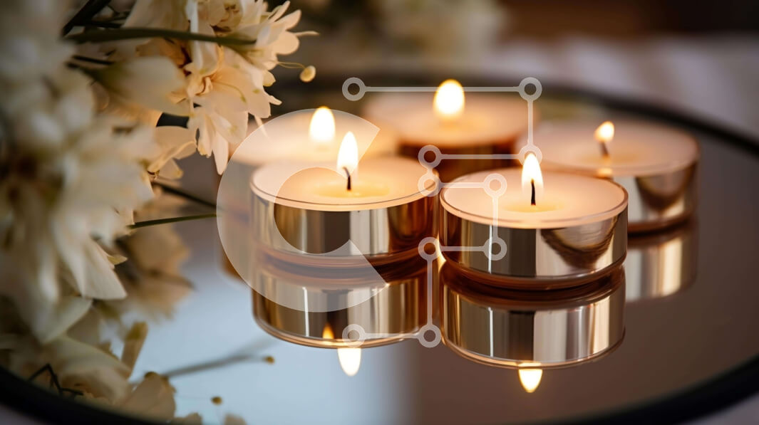 Intra Συλλεκτικό Ξύλινο Παζλ Plywood  4mm - Επιτραπέζιο με κεριά και λουλούδια Σε Ξύλινο Κουτί - Διαστάσεις Puzzle: 10x10 cm – 25 κομμάτια