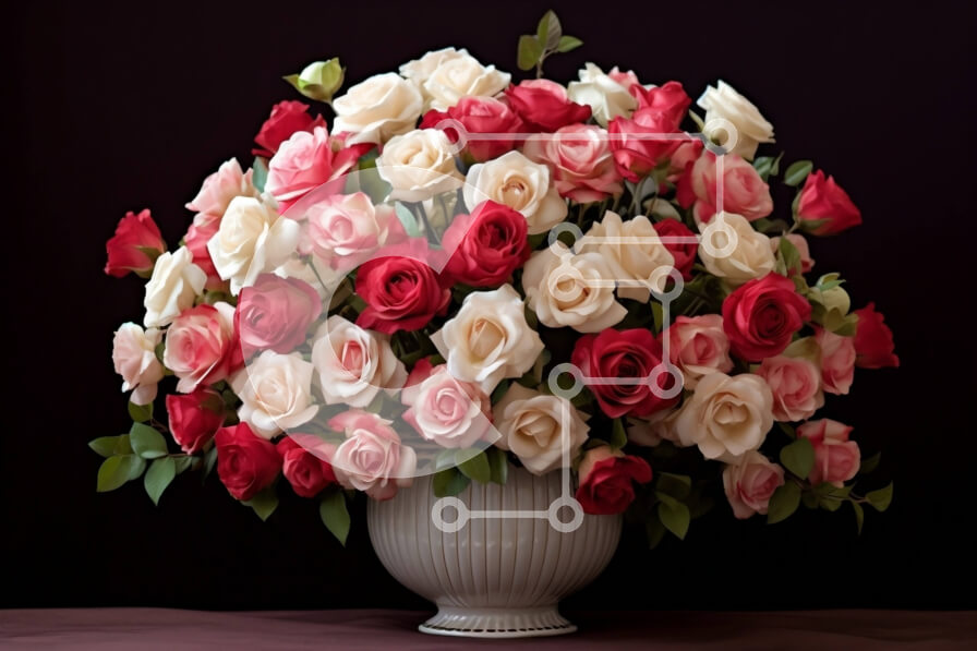 Intra Συλλεκτικό Ξύλινο Παζλ Plywood  4mm - Όμορφη εικόνα με ροζ και λευκά τριαντάφυλλα σε ένα πορσελάνινο βάζο Σε Ξύλινο Κουτί - Διαστάσεις Puzzle: 10x10 cm – 25 κομμάτια