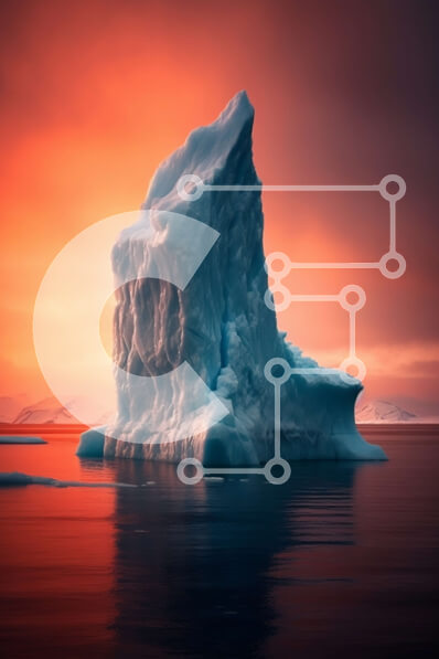 Σετ των 2 Intra Συλλεκτικό Ξύλινο Παζλ Plywood  4mm - Εκπληκτική εικόνα ενός παγόβουνου που επιπλέει στο ηλιοβασίλεμα Σε Ξύλινο Κουτί - Διαστάσεις: 10x10 cm – 25 κομμάτια