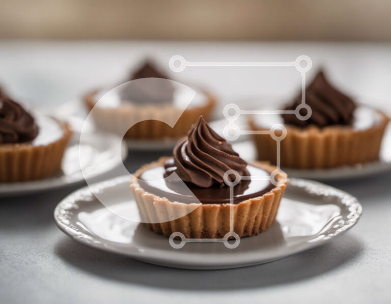 Σετ των 2 Intra Συλλεκτικό Ξύλινο Παζλ Plywood  4mm - Ομάδα έξι cupcakes σοκολάτας σε λευκά πιάτα Σε Ξύλινο Κουτί - Διαστάσεις: 10x10 cm – 25 κομμάτια