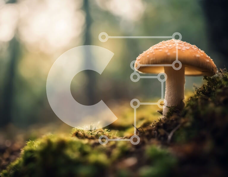 Intra Συλλεκτικό Ξύλινο Παζλ Plywood  4mm - Μονό μανιτάρι στο δάσος με δροσοσταλίδες Σε Ξύλινο Κουτί - Διαστάσεις: 10x10 cm – 25 κομμάτια