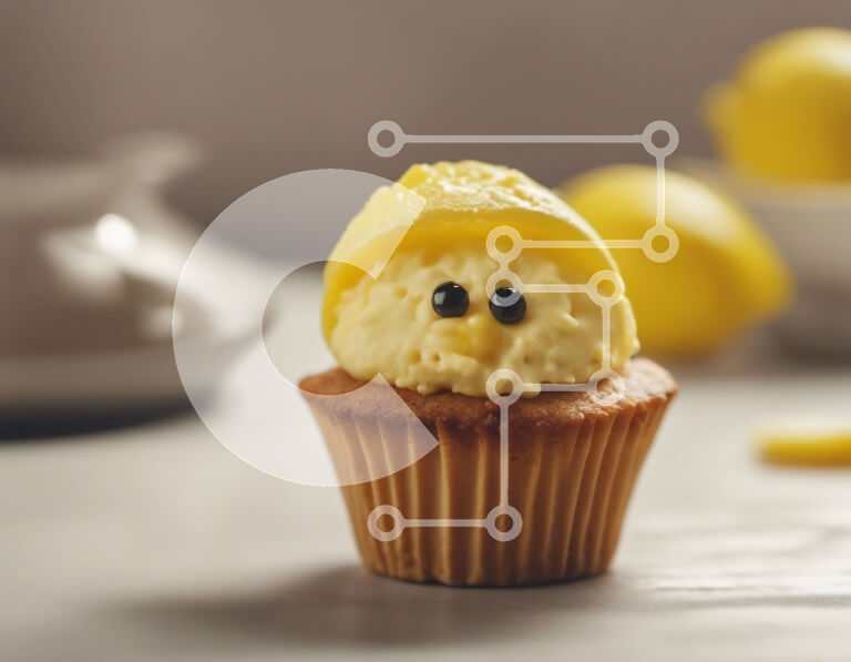 Σετ των 2 Intra Συλλεκτικό Ξύλινο Παζλ Plywood  4mm - Cupcake με κίτρινο γλάσο και λεμόνια Σε Ξύλινο Κουτί - Διαστάσεις: 10x10 cm – 25 κομμάτια