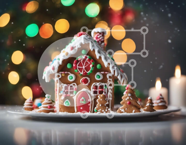 Intra Συλλεκτικό Ξύλινο Παζλ Plywood  4mm - Gingerbread House με πολύχρωμες διακοσμήσεις και ένα φωτισμένο χριστουγεννιάτικο δέντρο Σε Ξύλινο Κουτί - Διαστάσεις: 10x10 cm – 25 κομμάτια