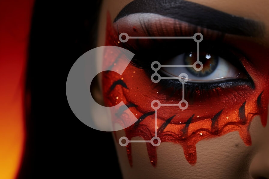 Intra Συλλεκτικό Ξύλινο Παζλ Plywood  4mm - Γυναίκα με αποκριάτικο μακιγιάζ Σε Ξύλινο Κουτί - Διαστάσεις Puzzle: 10x10 cm – 25 κομμάτια