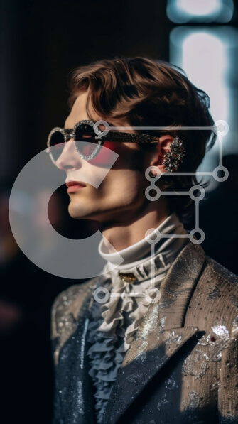 Intra Συλλεκτικό Ξύλινο Παζλ Plywood  4mm - Κομψό μοντέλο Runway με μεταλλικό μπουφάν και γυαλιά ηλίου Σε Ξύλινο Κουτί - Διαστάσεις Puzzle: 10x10 cm – 25 κομμάτια