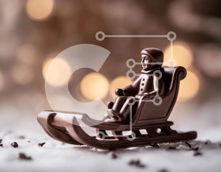 Intra Συλλεκτικό Ξύλινο Παζλ Plywood  4mm - Εορταστικό ειδώλιο σοκολάτας στο έλκηθρο στο χιόνι Σε Ξύλινο Κουτί - Διαστάσεις: 10x10 cm – 25 κομμάτια