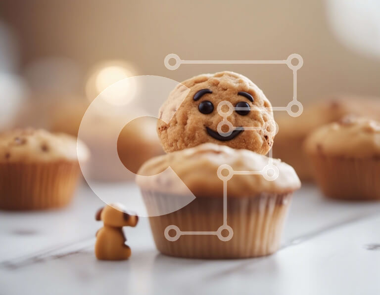 Σετ των 2 Intra Συλλεκτικό Ξύλινο Παζλ Plywood  4mm - Αξιολάτρευτο Cupcake με χαμογελαστό πρόσωπο και σκυλιά Σε Ξύλινο Κουτί - Διαστάσεις: 10x10 cm – 25 κομμάτια