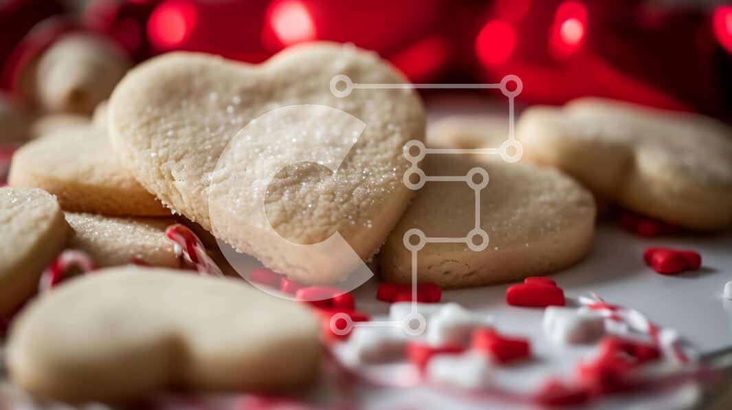 Σετ των 2 Intra Συλλεκτικό Ξύλινο Παζλ Plywood  4mm - Μπισκότα για την Ημέρα του Αγίου Βαλεντίνου σε σχήμα καρδιάς σε λευκό πιάτο Σε Ξύλινο Κουτί - Διαστάσεις: 10x10 cm – 25 κομμάτια