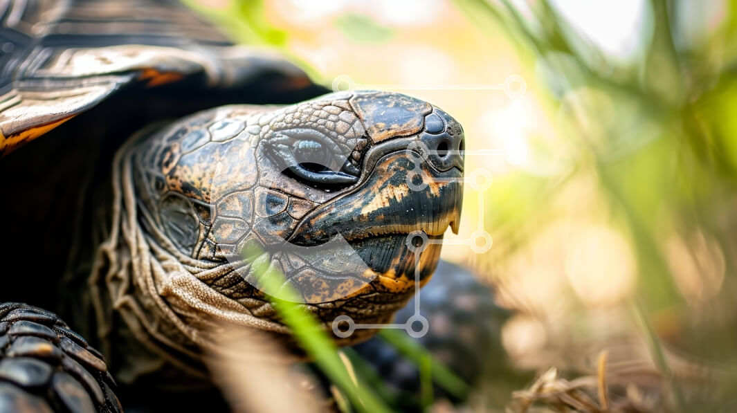 Σετ των 2 Intra Συλλεκτικό Ξύλινο Παζλ Plywood  4mm - Κοντινό πλάνο μιας χελώνας στο γρασίδι Σε Ξύλινο Κουτί - Διαστάσεις: 10x10 cm – 25 κομμάτια