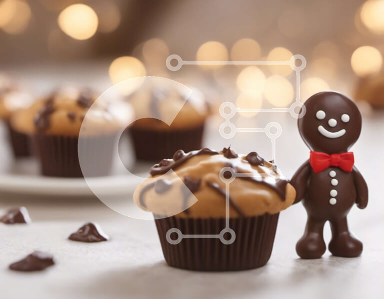 Σετ των 2 Intra Συλλεκτικό Ξύλινο Παζλ Plywood  4mm - Φιγούρα μελόψωμο με cupcakes και μπισκότα Σε Ξύλινο Κουτί - Διαστάσεις: 10x10 cm – 25 κομμάτια