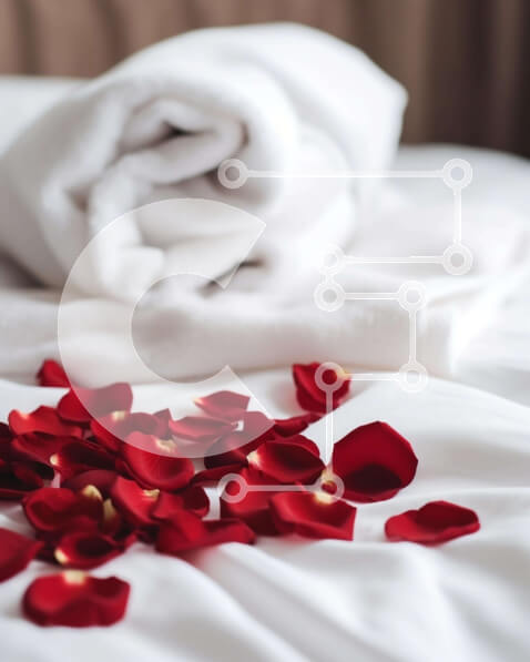 Intra Συλλεκτικό Ξύλινο Παζλ Plywood  4mm - Ρομαντικό υπνοδωμάτιο με κόκκινα ροδοπέταλα Σε Ξύλινο Κουτί - Διαστάσεις Puzzle: 10x10 cm – 25 κομμάτια