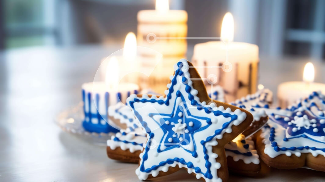 Σετ των 2 Intra Συλλεκτικό Ξύλινο Παζλ Plywood  4mm - Μπισκότα με μπλε και άσπρα αστέρια και κεριά Σε Ξύλινο Κουτί - Διαστάσεις: 10x10 cm – 25 κομμάτια