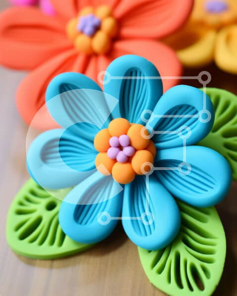 Intra Συλλεκτικό Ξύλινο Παζλ Plywood  4mm - Πολύχρωμη τέχνη λουλουδιών από πολυμερή πηλό Σε Ξύλινο Κουτί - Διαστάσεις Puzzle: 10x10 cm – 25 κομμάτια