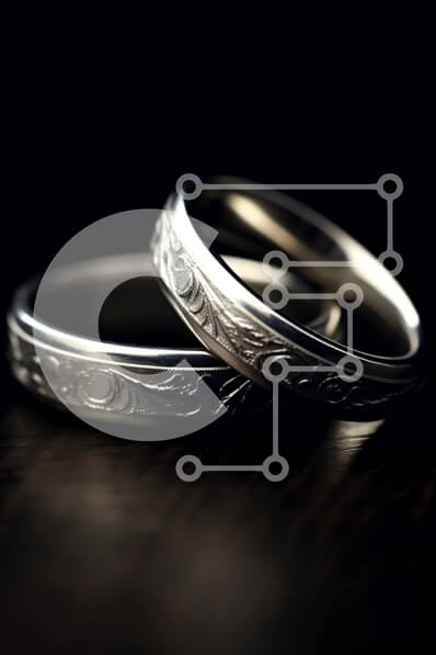 Intra Συλλεκτικό Ξύλινο Παζλ Plywood  4mm - Κομψή εικόνα δύο βέρες σε μια κομψή μαύρη επιφάνεια Σε Ξύλινο Κουτί - Διαστάσεις Puzzle: 10x10 cm – 25 κομμάτια