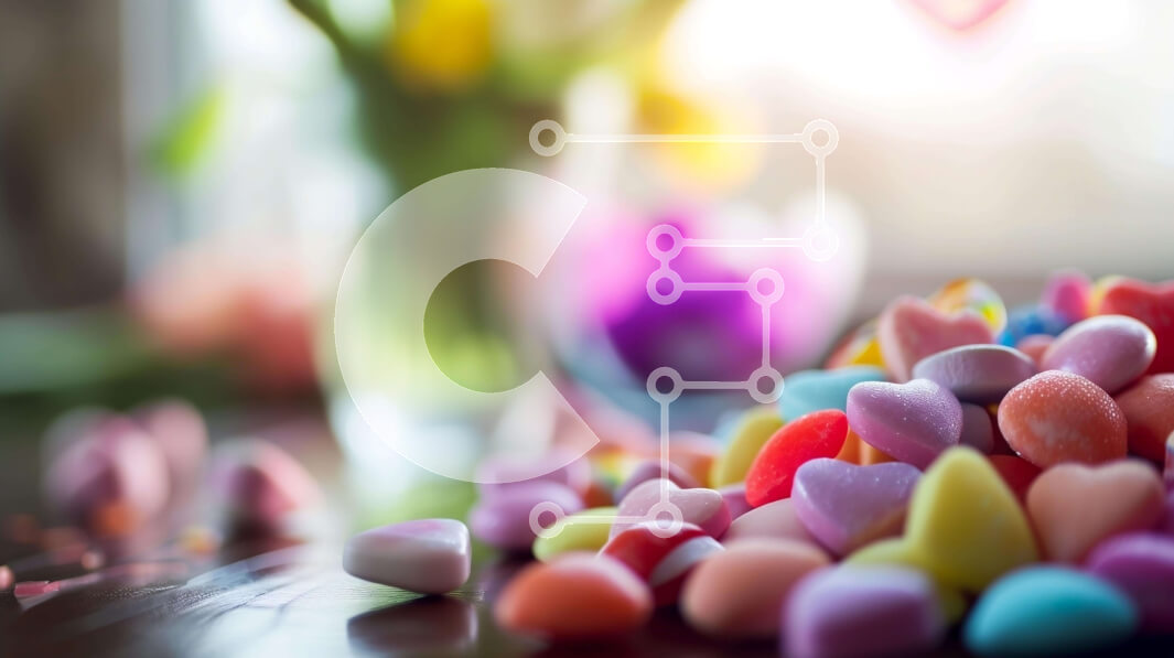 Intra Συλλεκτικό Ξύλινο Παζλ Plywood  4mm - Πολύχρωμα ζαχαρωτά μπαστούνια σε σχήμα καρδιάς για την ημέρα του Αγίου Βαλεντίνου Σε Ξύλινο Κουτί - Διαστάσεις: 10x10 cm – 25 κομμάτια