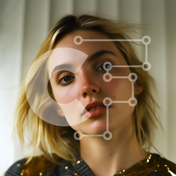 Intra Συλλεκτικό Ξύλινο Παζλ Plywood  4mm - Κοντινό πλάνο πορτρέτο μιας νεαρής γυναίκας με ξανθά μαλλιά Σε Ξύλινο Κουτί - Διαστάσεις Puzzle: 10x10 cm – 25 κομμάτια