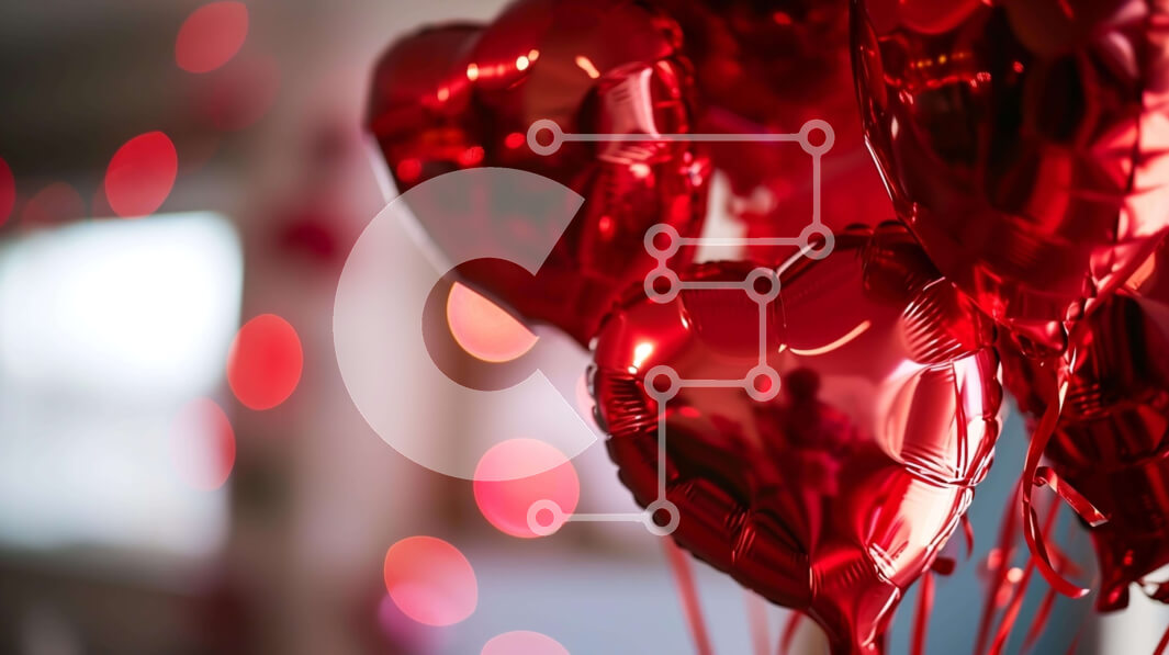 Intra Συλλεκτικό Ξύλινο Παζλ Plywood  4mm - Ομάδα κόκκινων μπαλονιών σε σχήμα καρδιάς σε ένα δωμάτιο Σε Ξύλινο Κουτί - Διαστάσεις Puzzle: 10x10 cm – 25 κομμάτια