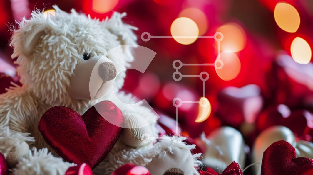 Intra Συλλεκτικό Ξύλινο Παζλ Plywood  4mm - Αρκουδάκι του Αγίου Βαλεντίνου με κόκκινες καρδιές και τριαντάφυλλα Σε Ξύλινο Κουτί - Διαστάσεις: 10x10 cm – 25 κομμάτια