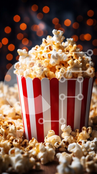 Intra Συλλεκτικό Ξύλινο Παζλ Plywood  4mm - Κόκκινο και άσπρο ριγέ κουβά για ποπ κορν γεμάτο με φρεσκοσκασμένους πυρήνες Σε Ξύλινο Κουτί - Διαστάσεις: 10x10 cm – 25 κομμάτια