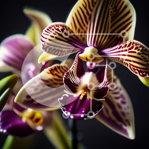 Intra Συλλεκτικό Ξύλινο Παζλ Plywood  4mm - Όμορφη κινηματογράφηση σε πρώτο πλάνο μιας ριγέ ορχιδέας σε πλήρη άνθιση Σε Ξύλινο Κουτί - Διαστάσεις: 10x10 cm – 25 κομμάτια