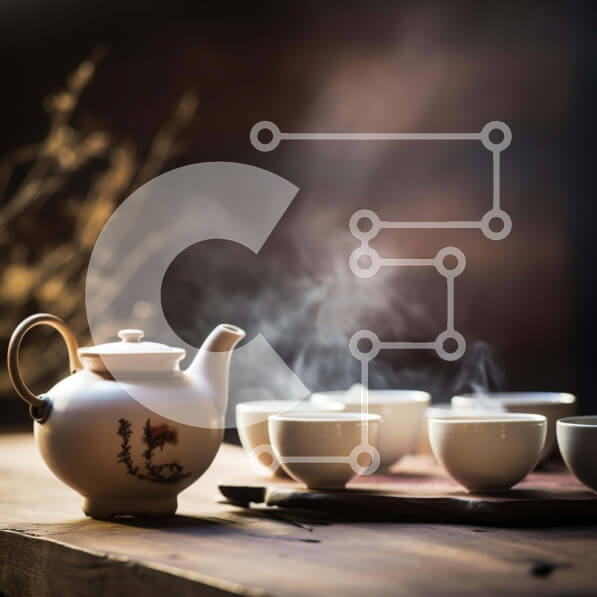 Σετ των 2 Intra Συλλεκτικό Ξύλινο Παζλ Plywood  4mm - Λευκή τσαγιέρα και φλιτζάνια με ατμό Σε Ξύλινο Κουτί - Διαστάσεις: 10x10 cm – 25 κομμάτια