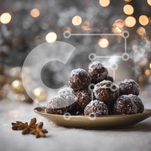 Σετ των 2 Intra Συλλεκτικό Ξύλινο Παζλ Plywood  4mm - Μπολ με σοκολατένιες μπάλες με ζάχαρη άχνη και νιφάδες χιονιού Σε Ξύλινο Κουτί - Διαστάσεις: 10x10 cm – 25 κομμάτια