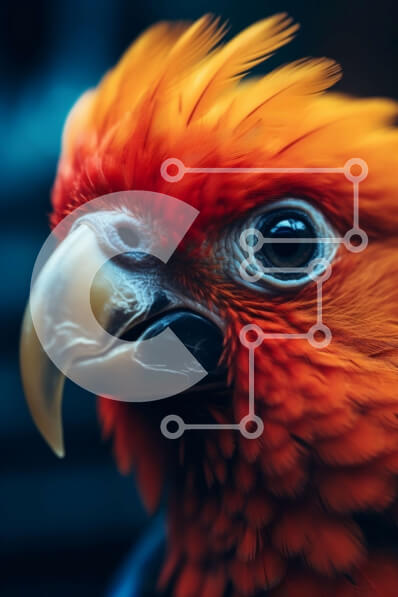 Σετ των 2 Intra Συλλεκτικό Ξύλινο Παζλ Plywood  4mm - Όμορφη εικόνα ενός πολύχρωμου παπαγάλου με πορτοκαλί φτερά και κίτρινο ράμφος Σε Ξύλινο Κουτί - Διαστάσεις: 10x10 cm – 25 κομμάτια