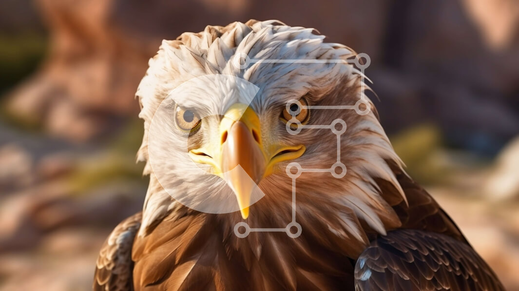 Σετ των 2 Intra Συλλεκτικό Ξύλινο Παζλ Plywood  4mm - Εκπληκτική κοντινή πλάνο του κεφαλιού ενός αετού με διαπεραστικά μάτια Σε Ξύλινο Κουτί - Διαστάσεις: 10x10 cm – 25 κομμάτια